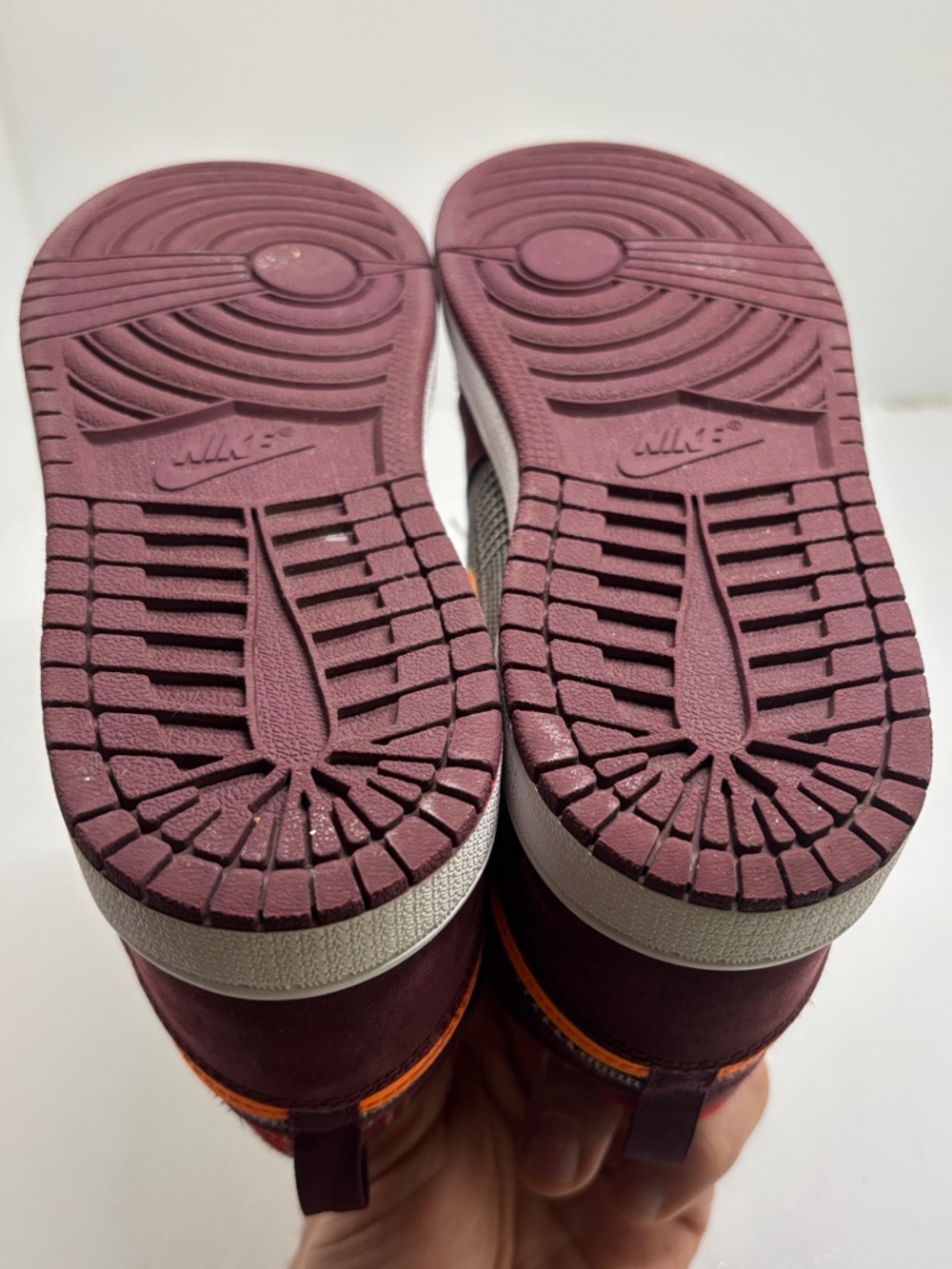 Nike Air Jordan 1 Mid GS Plaid Orange FD5461-608 Youth 3Y Burgundy Wool Sneaker - Picture 10 of 13